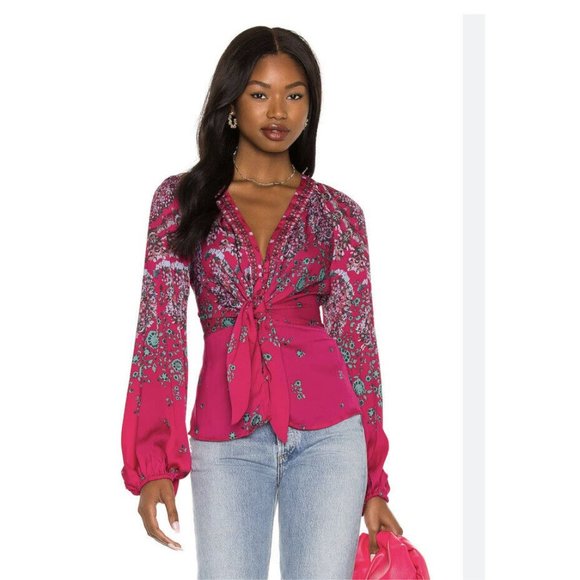 COPY - Free People Run Free Floral Blouse Pink XS - Picture 4 of 12